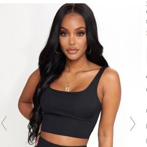 Pretty Little Things | Shape Ribbed Scoop Cropped  Top | Black | Size M (8)